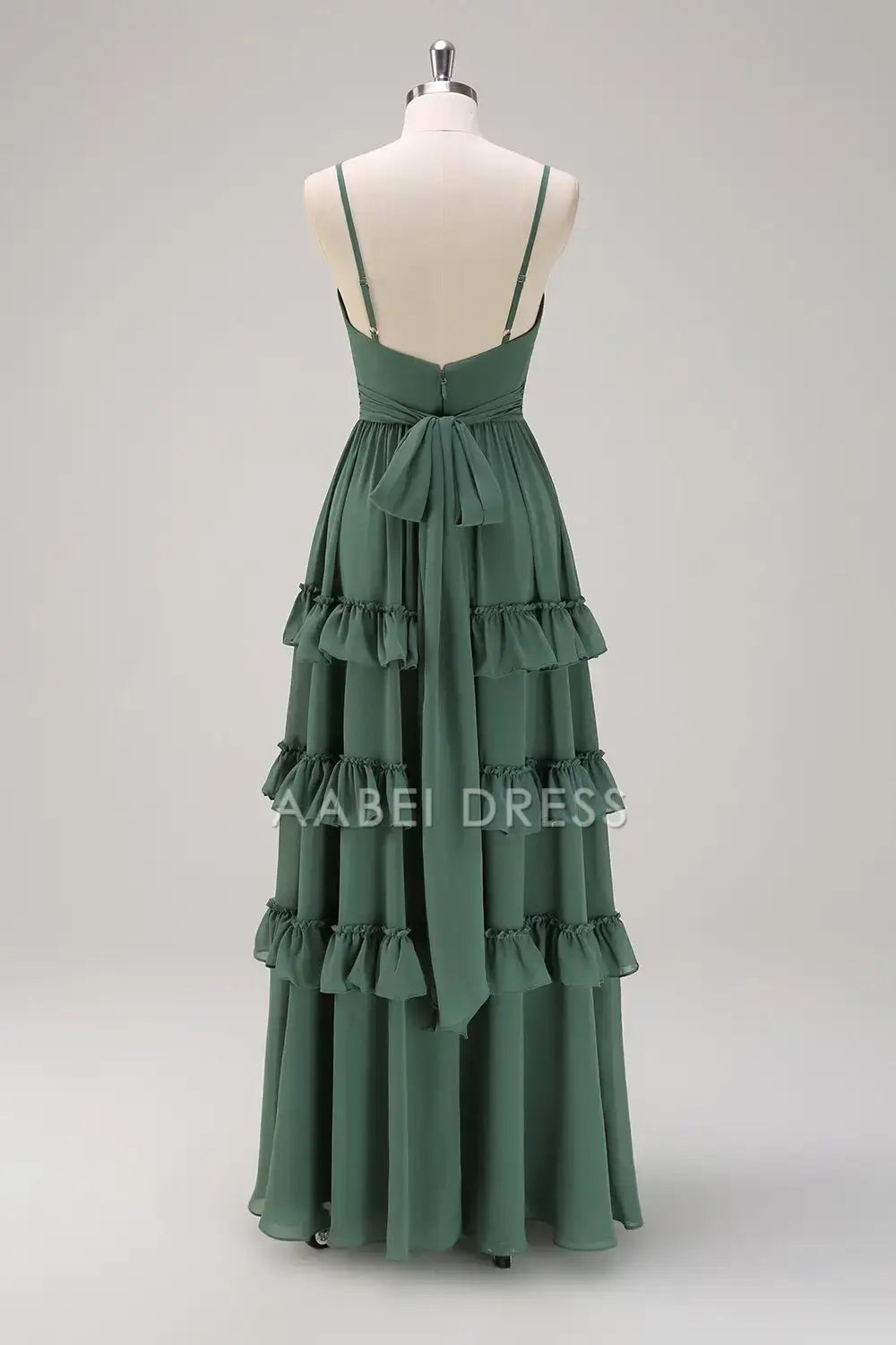 AABEI DRESS Formal Women's Dresses A Line V Neck Spaghetti Straps Backless Layering Ruffles Exquisite Long Prom Dress