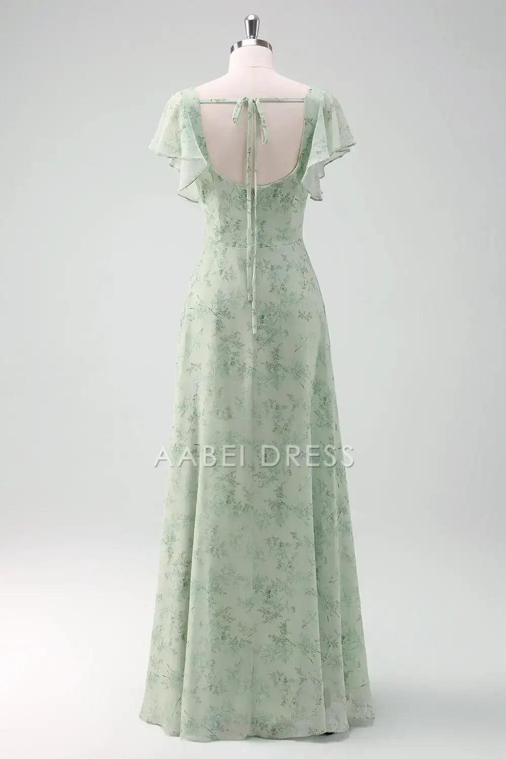 AABEI DRESS Formal Women's Dresses Sheath Square Neck Flutter Sleeves Floral Printed With Slit Fantastic Prom Dress