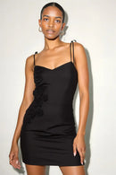 AABEI DRESS Short Prom Dress Black Sheath V Neck Spaghetti Straps 3D Flowers Hot Sale Homecoming Dress