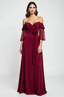 AABEI DRESS Wedding Guests Dresses A Line Off The Shoulder Sweetheart Neckline Ruched Backless 3D Floral Exquisite Long Mother of the Bride Dress