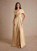AABEI DRESS Wedding Guests Dresses Beautiful A-Line One Shoulder Pleated Leg Slit Elegant Mother of the Bride Dress