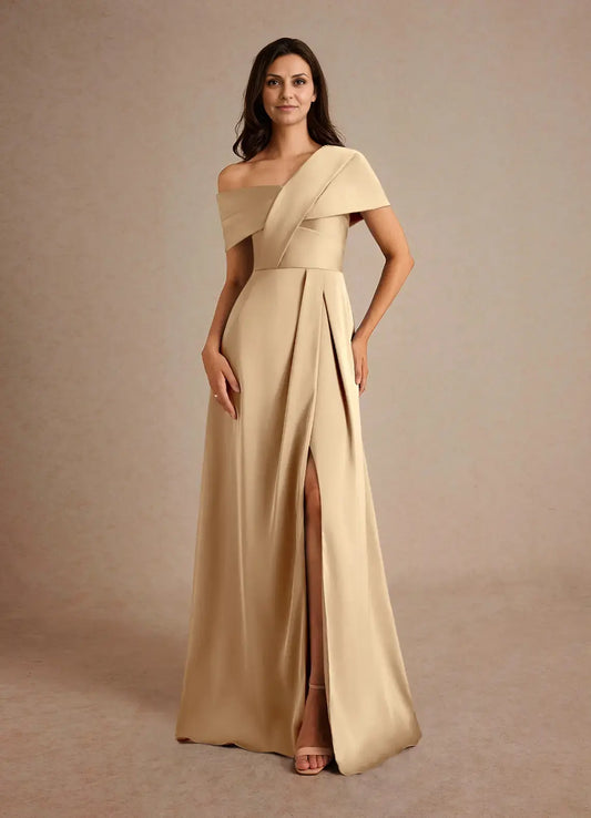 AABEI DRESS Wedding Guests Dresses Beautiful A-Line One Shoulder Pleated Leg Slit Elegant Mother of the Bride Dress