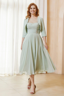 AABEI DRESS Wedding Guests Dresses Fashion A-Line Sweetheart Neckline with Jacket Two-Piece Set 3/4 Sleeves Lace Bodice Pleated Waist Chiffon Dress Elegant Mother of the Bride Dress