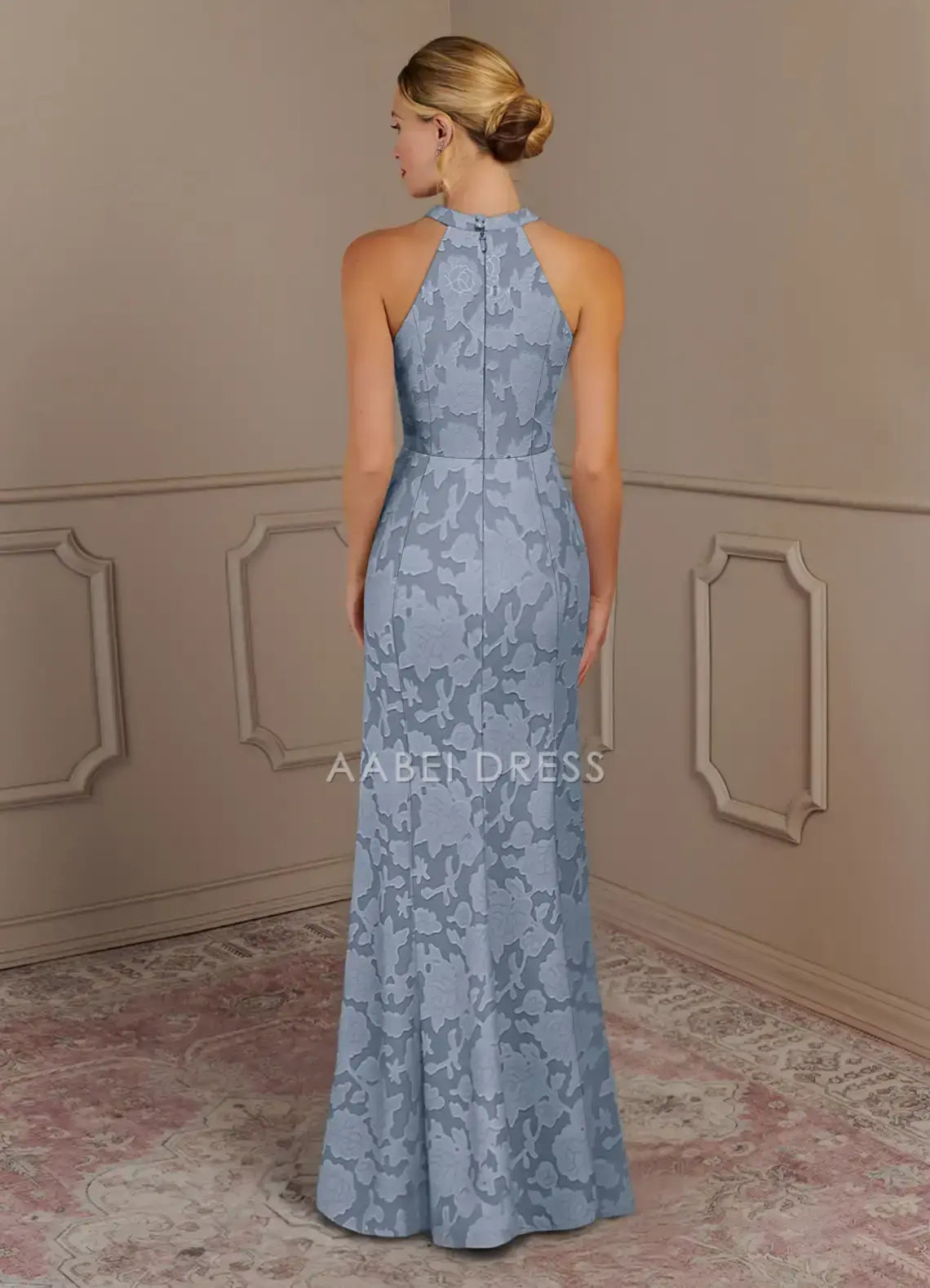AABEI DRESS Wedding Guests Dresses Charming Mermaid Halter Sleeveless Lace Floral Burnout Exquisite Mother of the Bride Dress