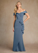 AABEI DRESS Wedding Guests Dresses Charming Mermaid Off-The-Shoulder Cold Shoulder Sleeve Cascading Ruffles Elegant Mother of the Bride Dress