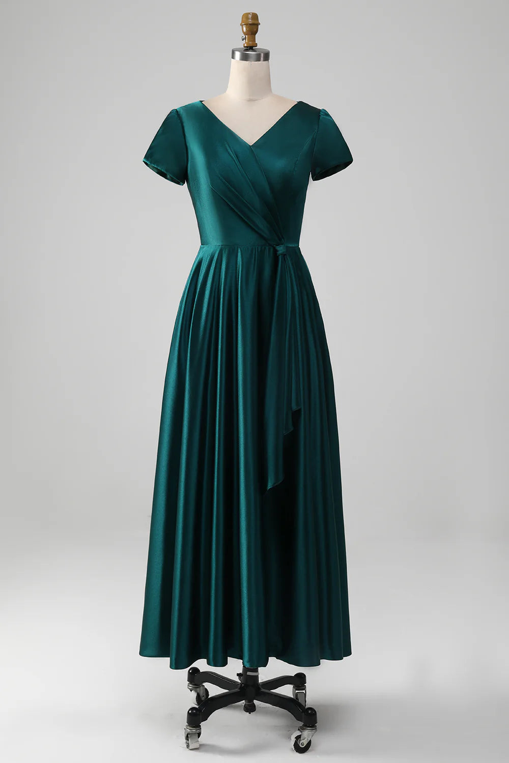 AABEI DRESS Wedding Guests Dresses Mom's Formal Dress A-Line V-Neck Short Sleeve Pleated Elegant Simple Mother of the Bride Dress