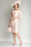 AABEI DRESS Wedding Guests Dresses Mom's Formal Dress Bodycon Off The Shoulder 3/4 Sleeves Lace Elegant Mother of the Bride Dress