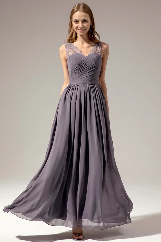 AABEI DRESS Wedding Guests Dresses Mom's Formal Dress Elegant A Line V Neck Pleated Sleeveless Lace Simple Mother of the Bride Dress