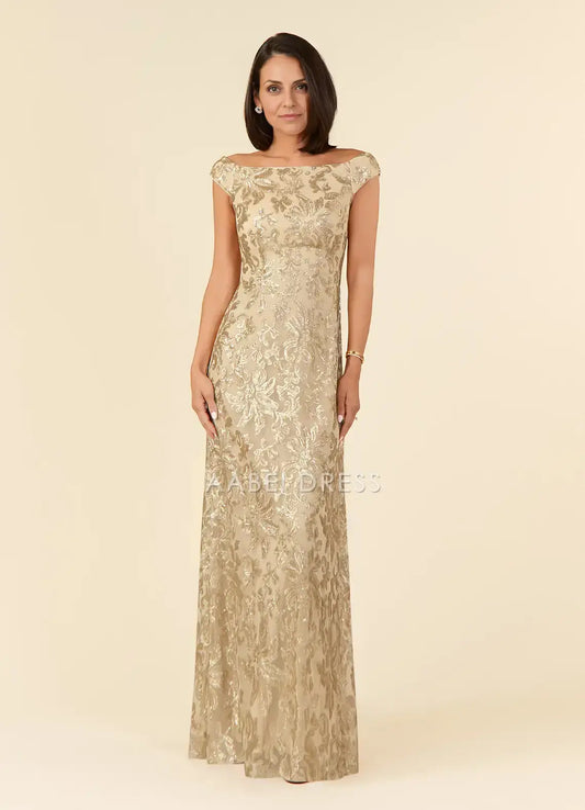 AABEI DRESS Wedding Guests Dresses Sheath/Column Off the Shoulder Sequin Floral Retro Fashion Mother of the Bride Dress