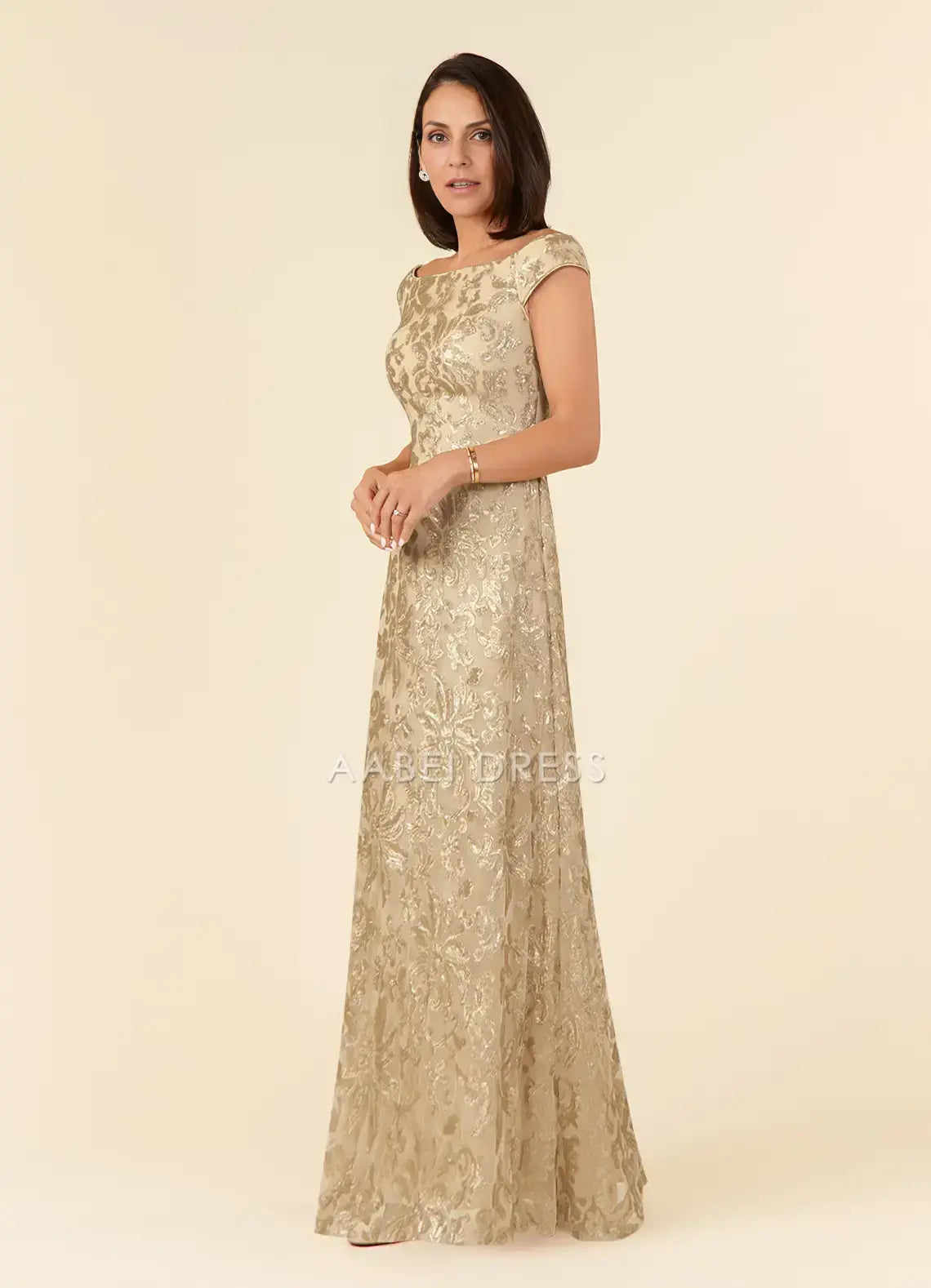 AABEI DRESS Wedding Guests Dresses Sheath/Column Off the Shoulder Sequin Floral Retro Fashion Mother of the Bride Dress