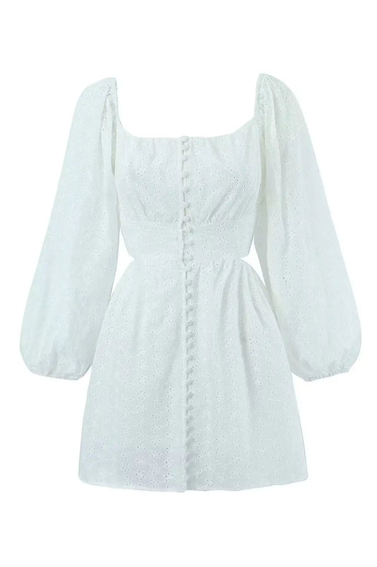 AABEI DRESS New Homecoming Dress Elegant A Line Square Neck Long Sleeves Backless Retro Short Graduation Dress