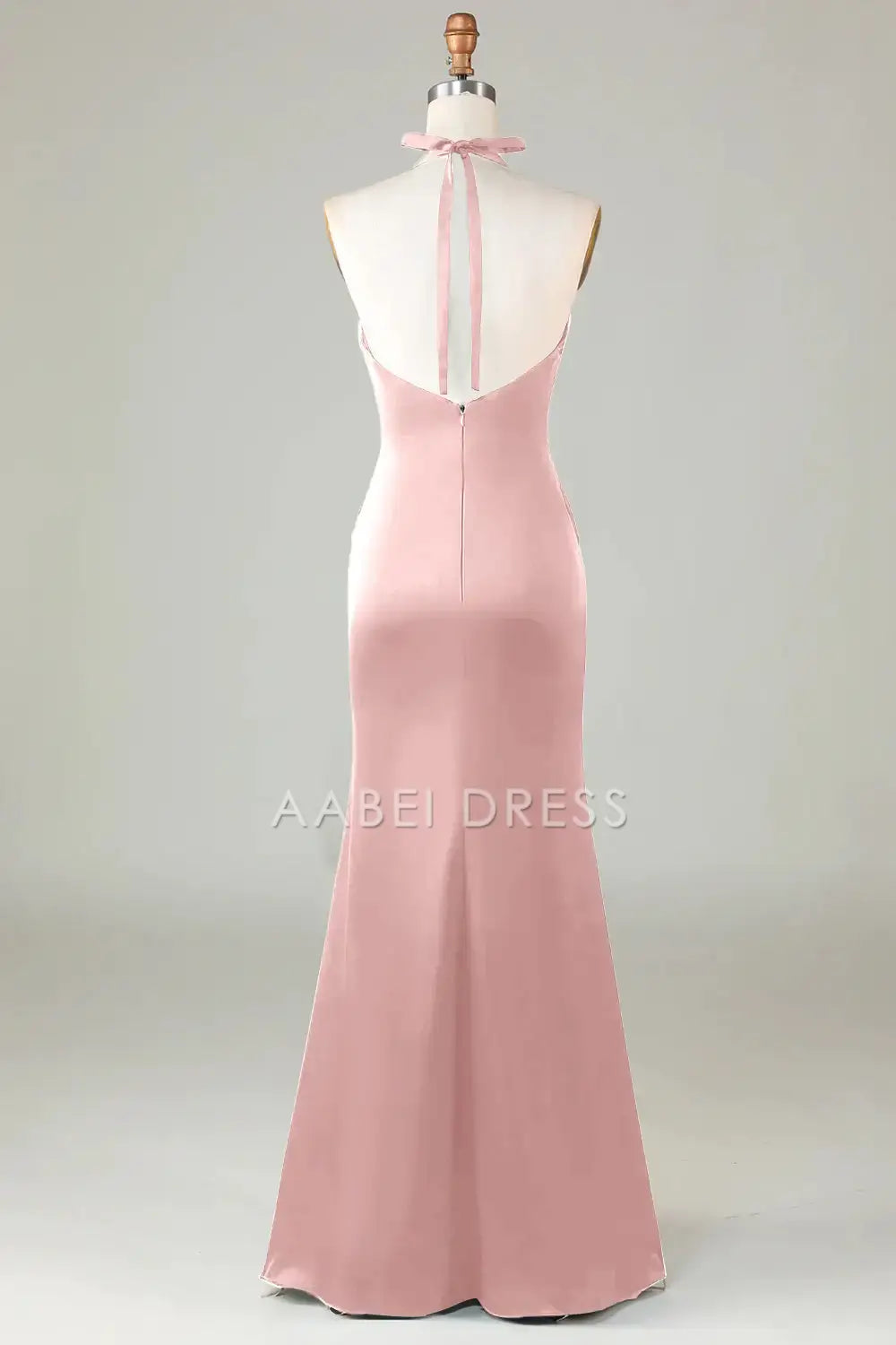 AABEI DRESS Formal Women's Dresses Mermaid Halter Deep V Neck Pleated Backless Elegant Simple Long Prom Dress