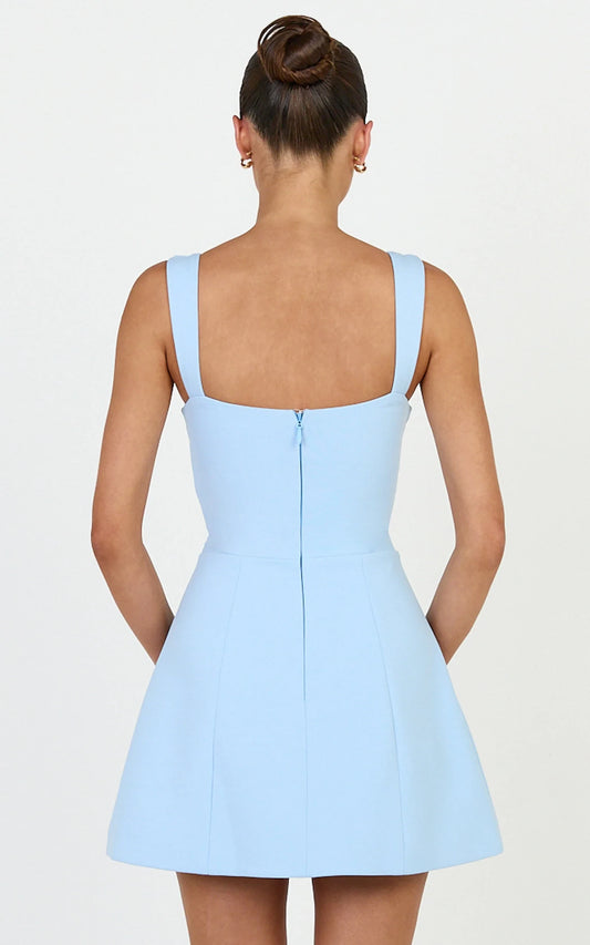 Elegant A-Line Square Neck Sleeveless Thick Strap Zipper Back Mini Homecoming Dresses