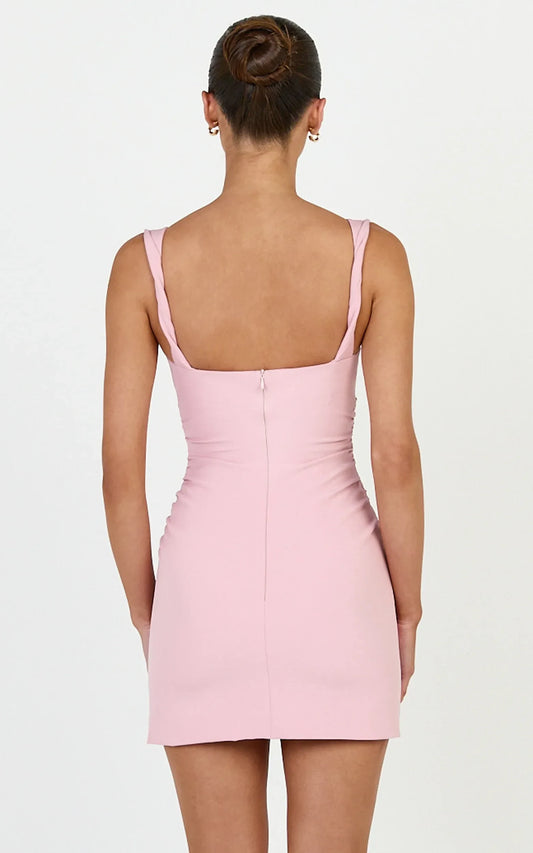 Elegant Fitted Square Neck Sleeveless Zipper Back Ruched Mini Homecoming Dresses for Women