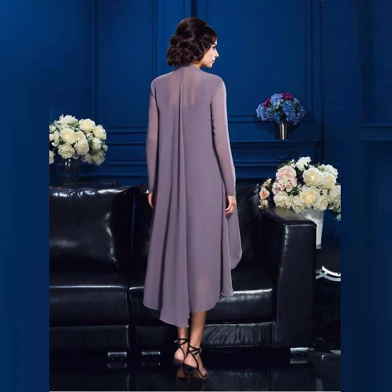 Mother of the Bride Dresses Exquisite Chiffon Lace Knee Length Sheath Sleeveless With Jacket