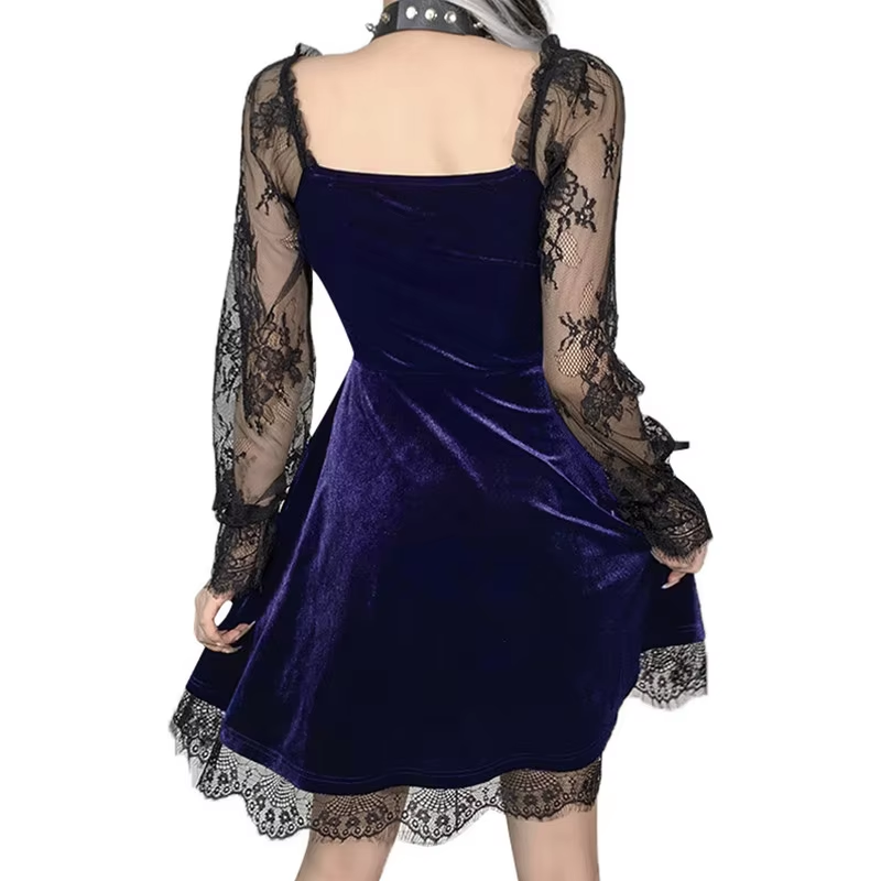 AABEI DRESS New Homecoming Dress Evening Party Floral Long Sleeve Lace Sexy Club Short Prom Dress