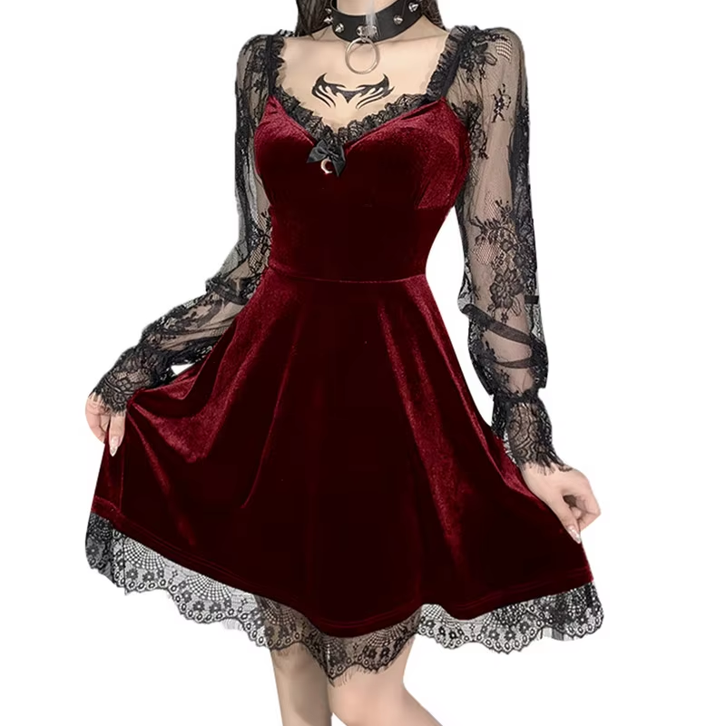AABEI DRESS New Homecoming Dress Evening Party Floral Long Sleeve Lace Sexy Club Short Prom Dress