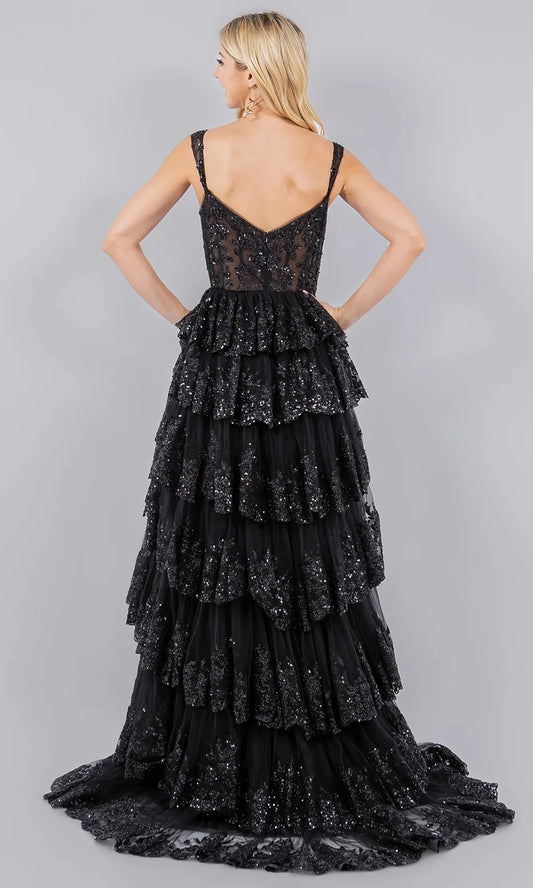 Glamorous A-Line Sweetheart Spaghetti-Strap Open-Back High-Slit Floor-Length Prom Dress