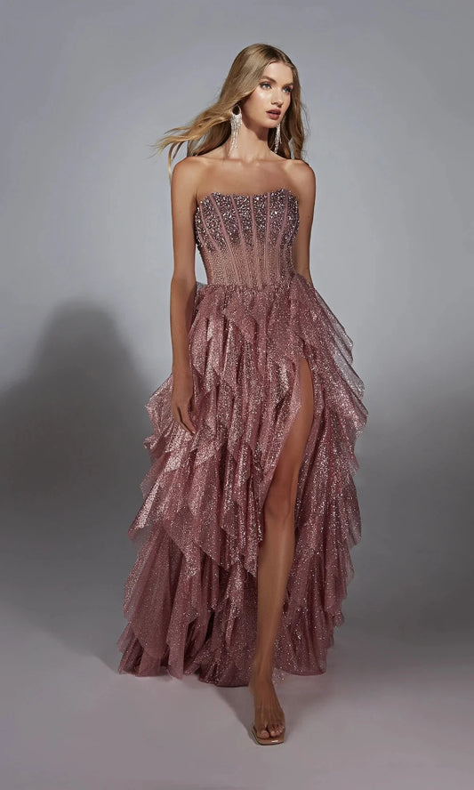 Glamorous Mermaid Strapless Sweetheart Open-Back High-Slit Floor-Length Prom Dress
