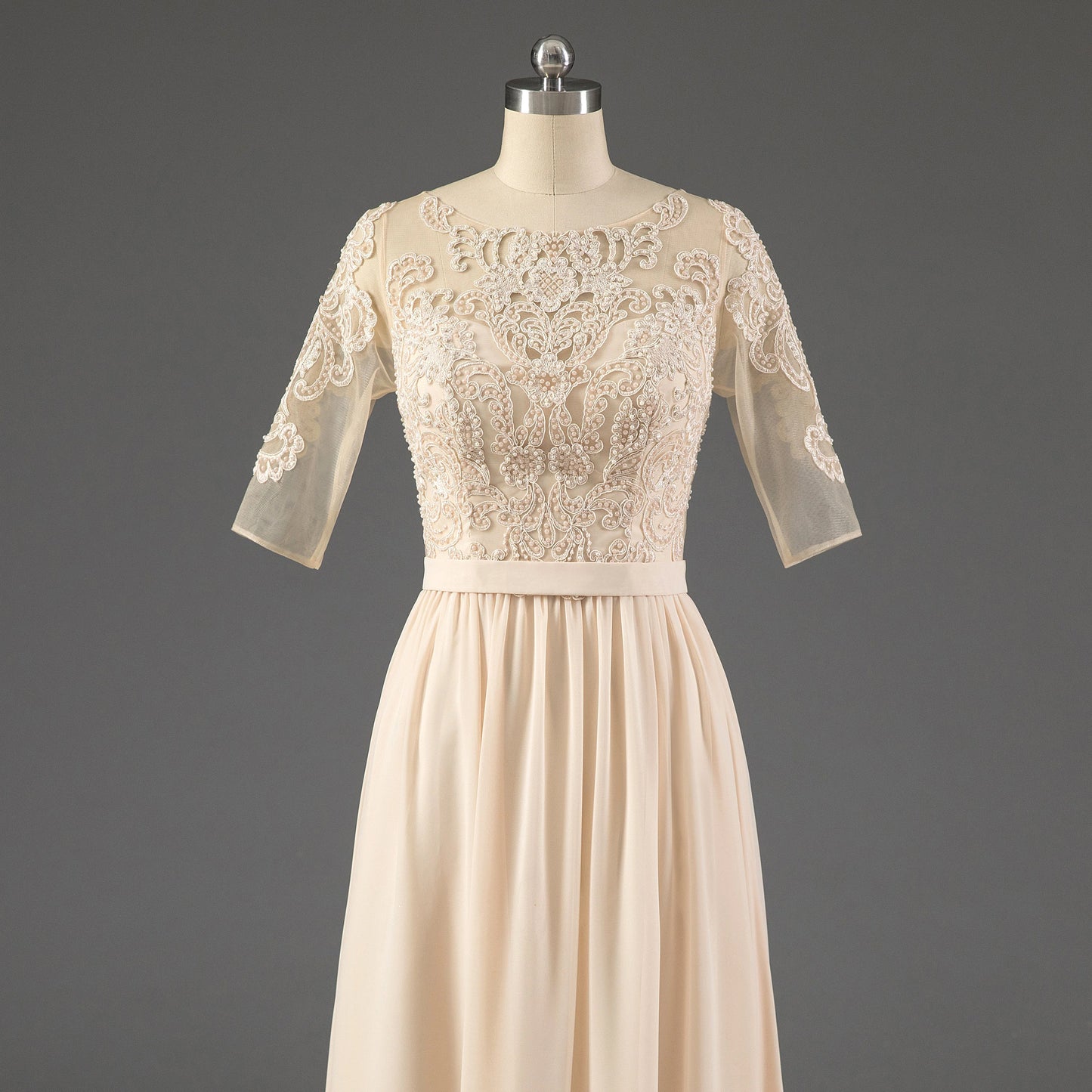 Hot Sale Crew Half Sleeves Long With Beading Mother Of The Bride Dresses