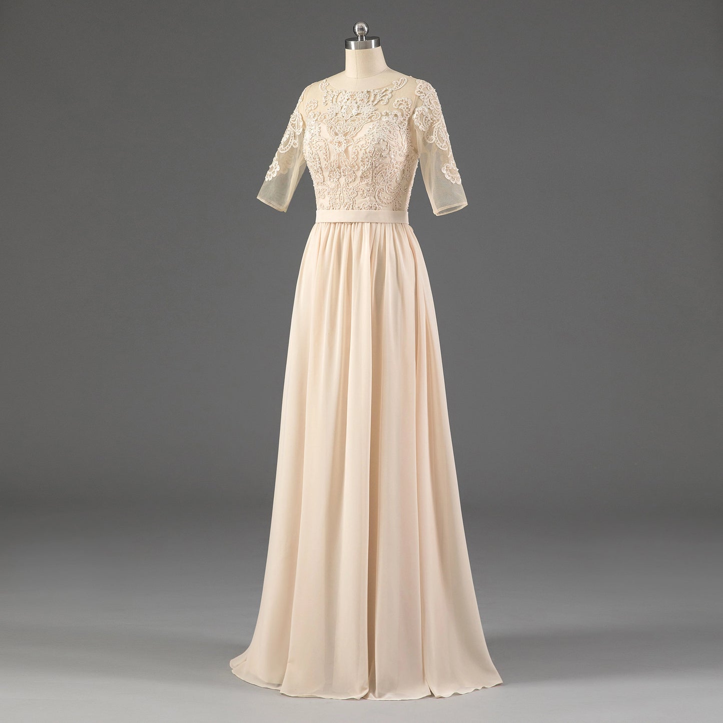 Hot Sale Crew Half Sleeves Long With Beading Mother Of The Bride Dresses