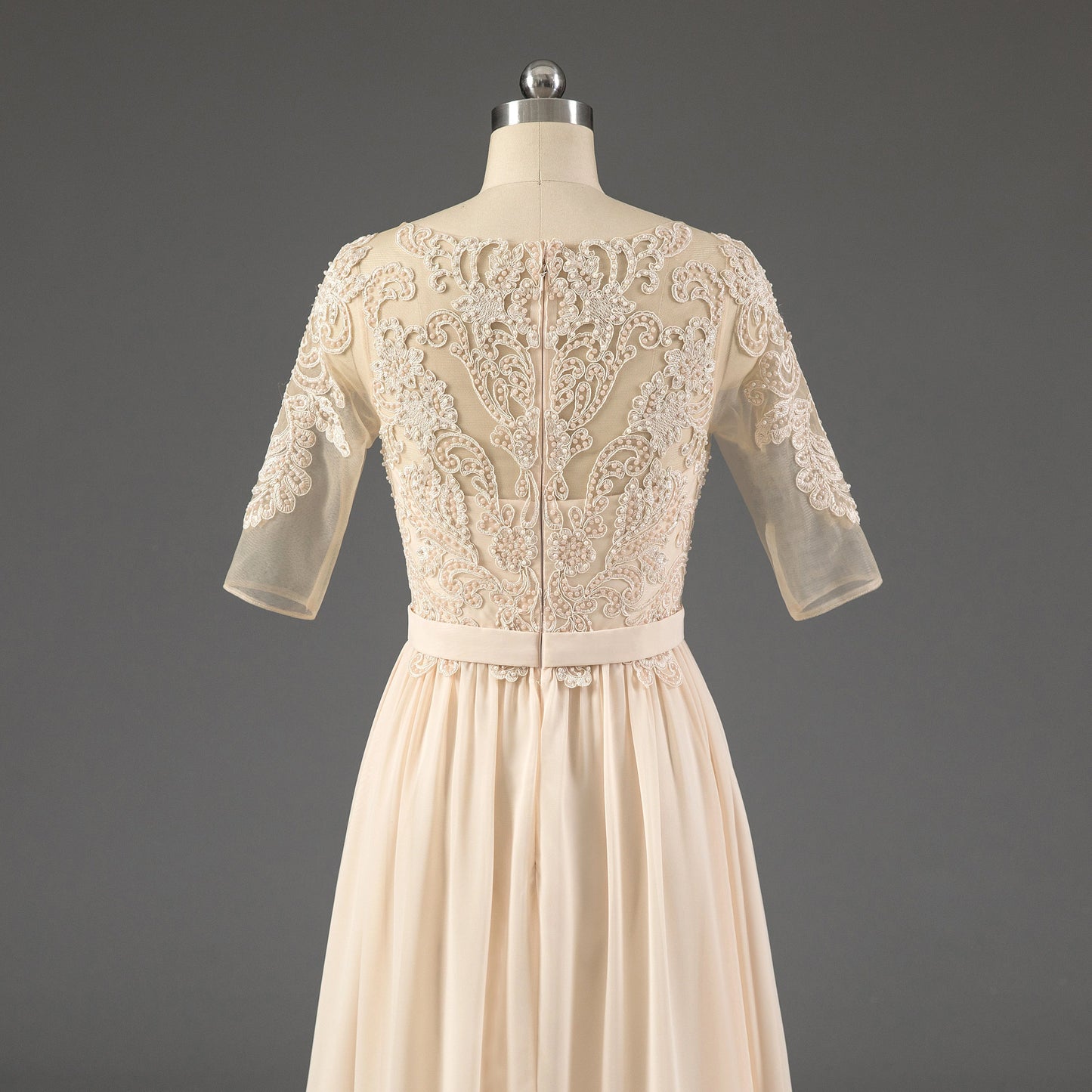 Hot Sale Crew Half Sleeves Long With Beading Mother Of The Bride Dresses