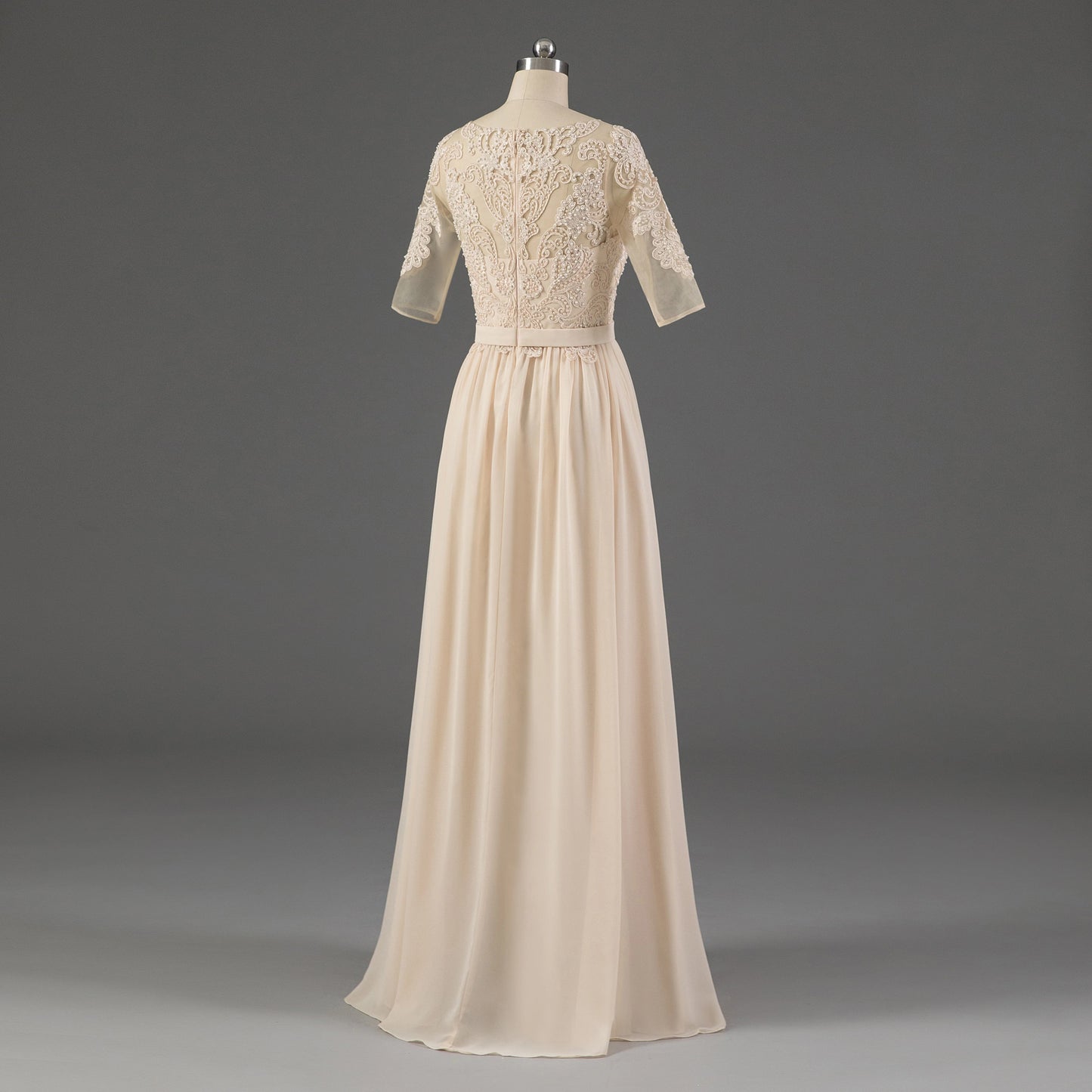 Hot Sale Crew Half Sleeves Long With Beading Mother Of The Bride Dresses