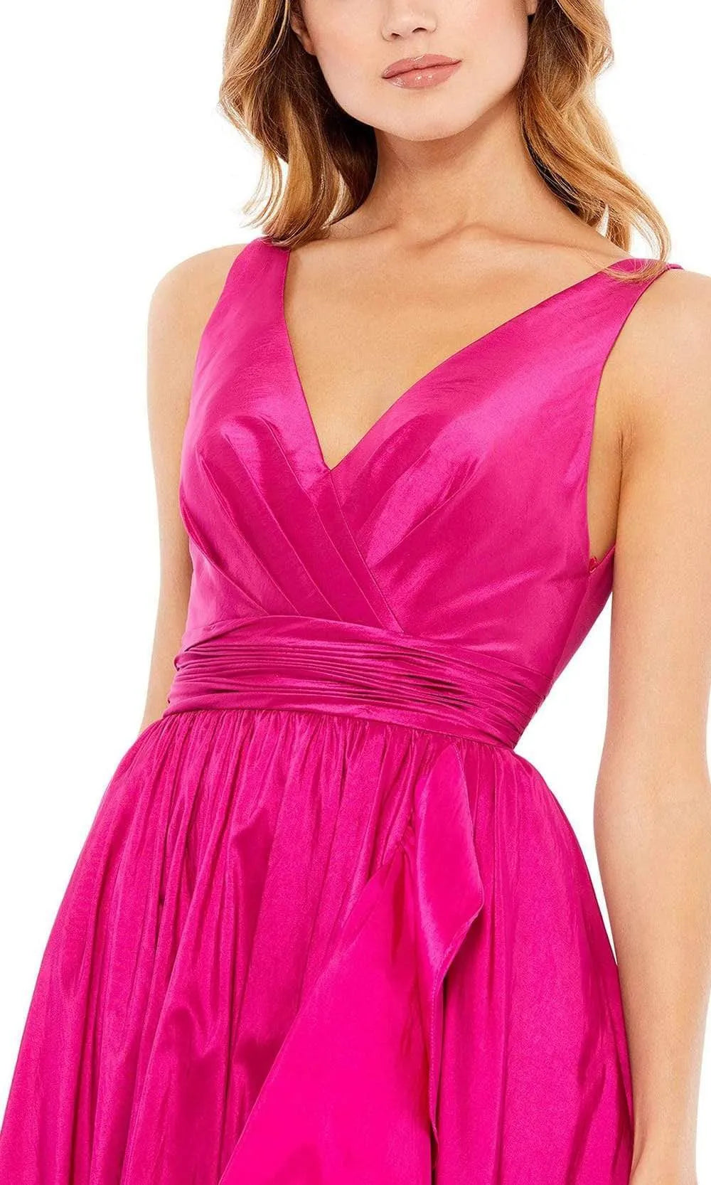 Lustrous A-Line Deep V Sleeveless Open Back Floor Length Prom Dress