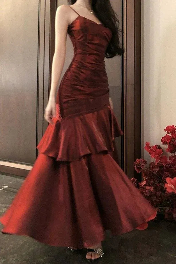 Luxury Mermaid Sweetheart Spaghetti Strap Plain Back Floor‑Length Prom Dress