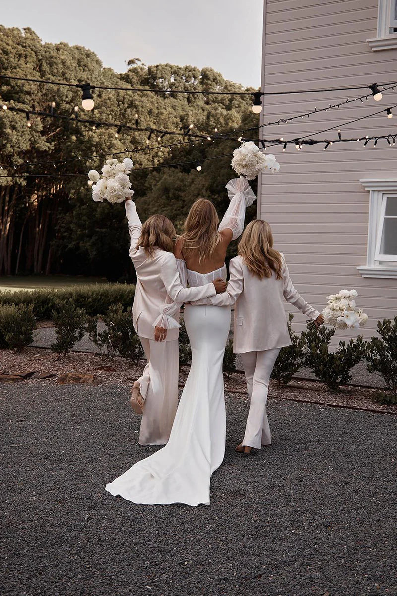 Modern Mermaid Sweetheart Off-The-Shoulder Open-Back Train-Length Wedding Dress