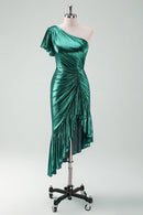 AABEI DRESS Wedding Guests Dresses Mom's Formal Dress Mermaid One Shoulder with Ruffles Irregular Hemline Sparkle Cocktail Dress Fashion Mother of the Bride Dress