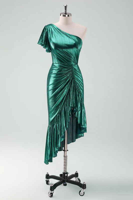 AABEI DRESS Wedding Guests Dresses Mom's Formal Dress Mermaid One Shoulder with Ruffles Irregular Hemline Sparkle Cocktail Dress Fashion Mother of the Bride Dress