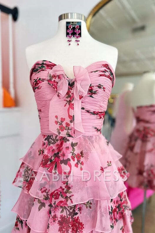 AABEI DRESS New Homecoming Dress Unique A-Line Sweetheart Sleeveless Tiered Retro Flower Short Prom Dresse