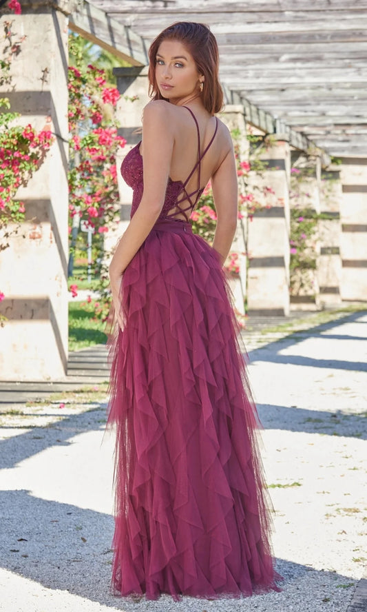 Romantic A-Line Sweetheart Spaghetti-Strap Crisscross-Back Floor-Length Prom Dress