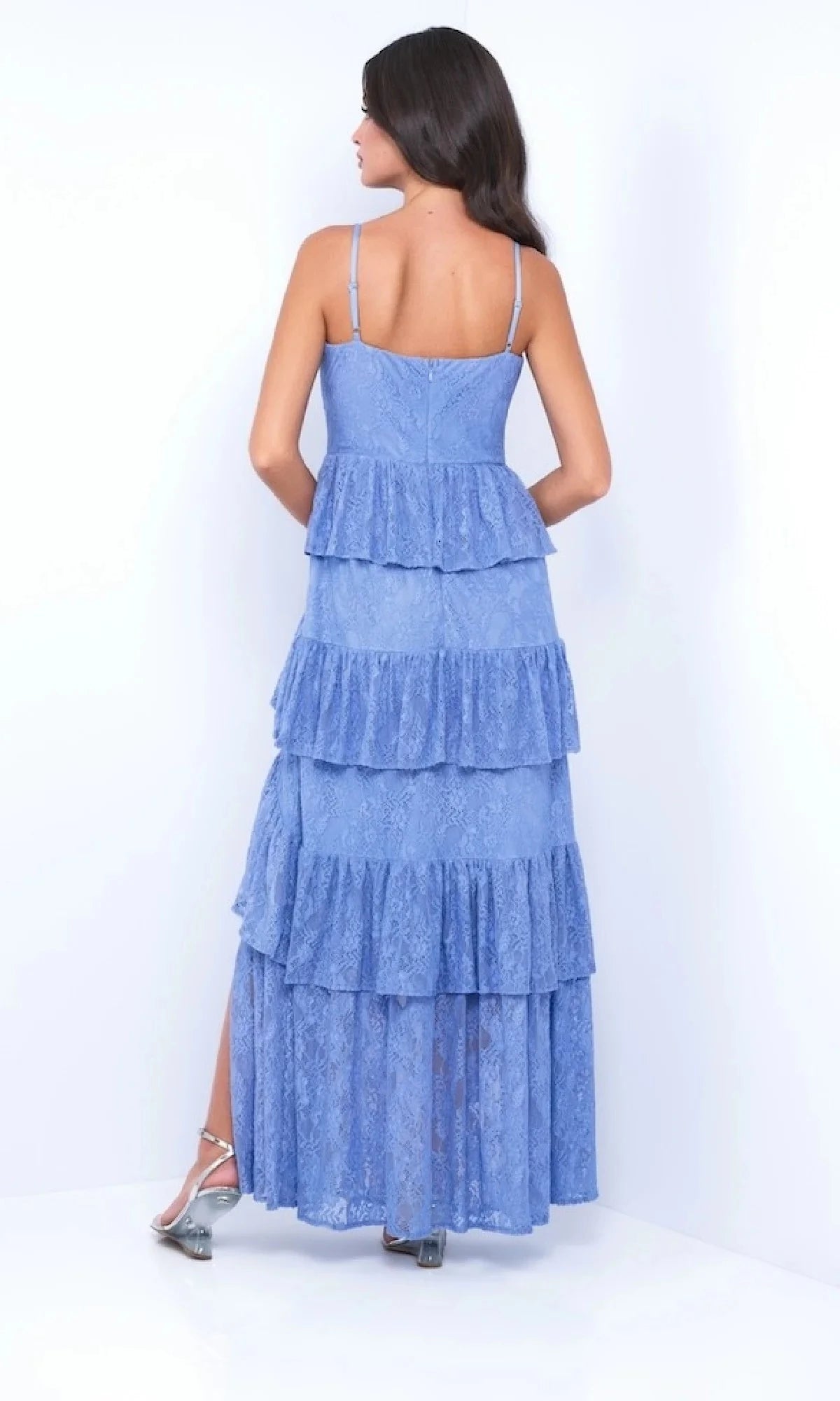 Romantic A-Line Sweetheart Spaghetti-Strap Open-Back High-Slit Floor-Length Prom Dress