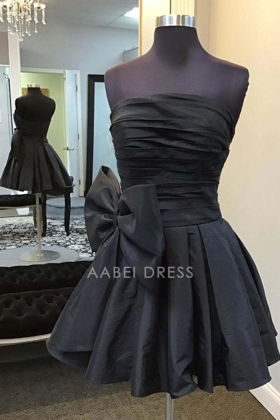 AABEI DRESS New Homecoming Dress Fashion A-Line Strapless Pleated With Bow Cute Sweet Short Prom Dresse