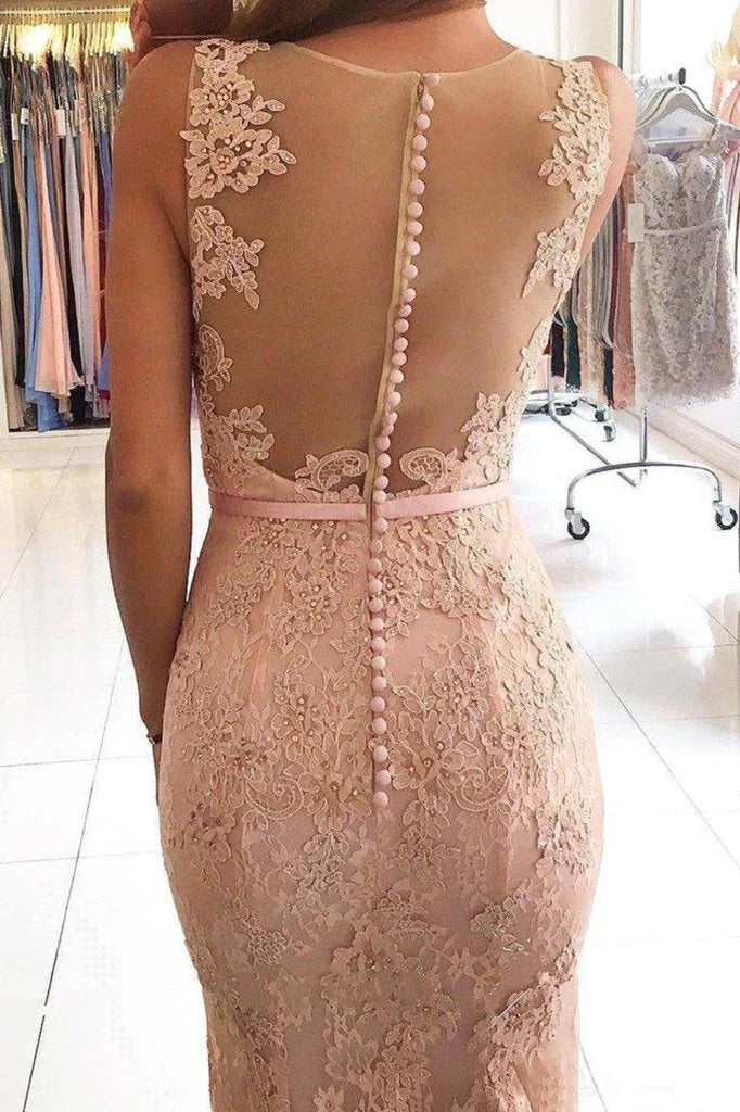 Prom Dresses Sexy Mermaid Lace V Neck Beads Sleeveless Long