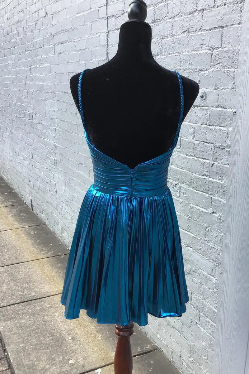 AABEI DRESS For Women Short Prom Dress Sparkle A-Line Spaghetti Strap Keyhole Backless Pleated Dress Affordable Hot Sale Homecoming Dress