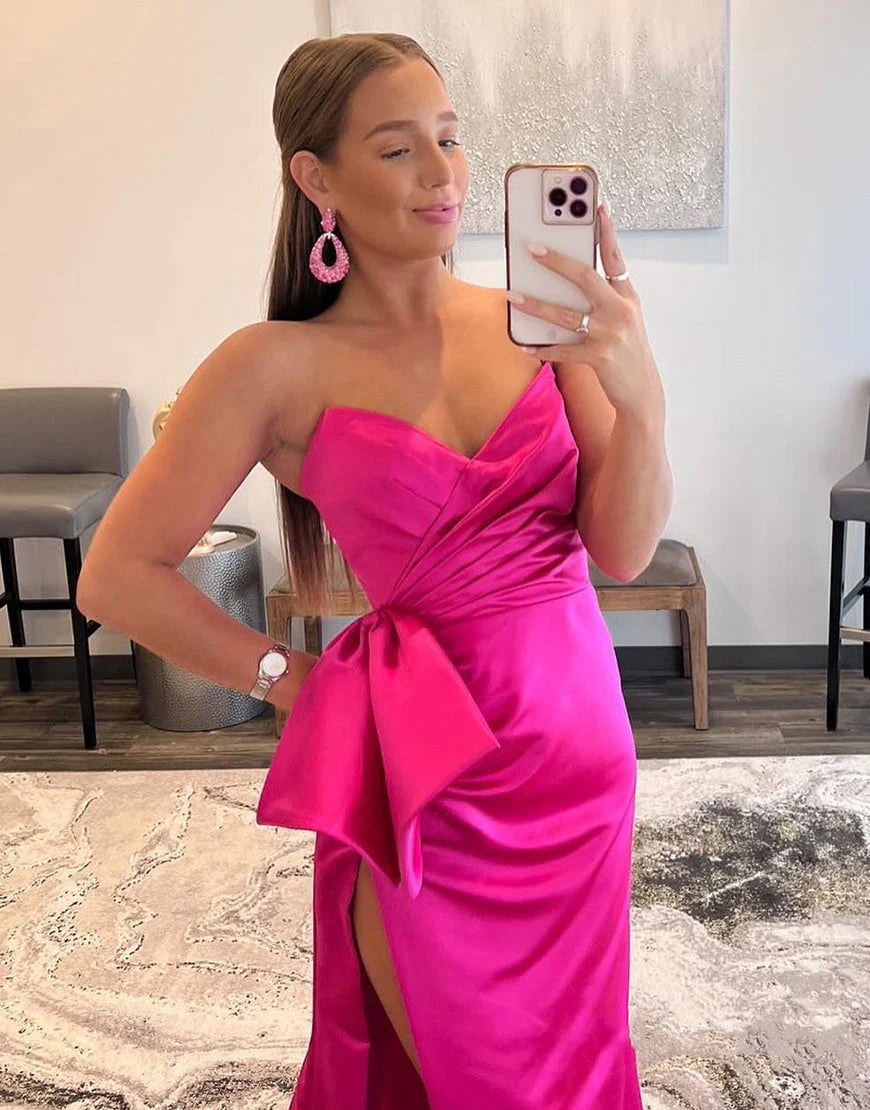 Prom Dresses Strapless Satin Floor Length With