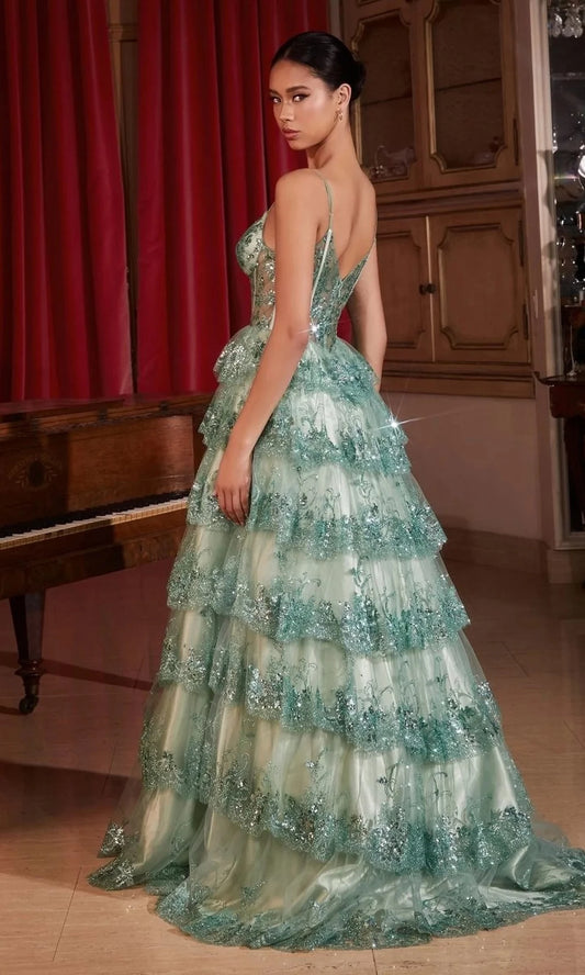 Vintage A-Line Sweetheart Spaghetti-Strap Open-Back Floor-Length Prom Dress