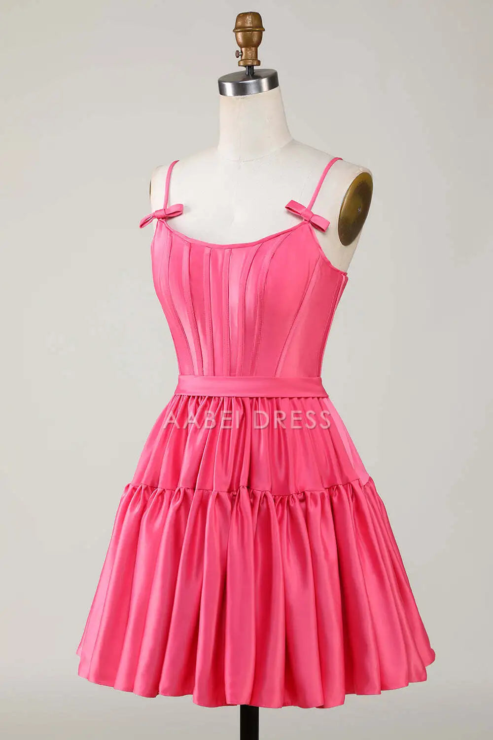 AABEI DRESS New Homecoming Dress Elegant Simple A-Line Bow Spaghetti Straps Pleated Fashion Short Graduation Dress