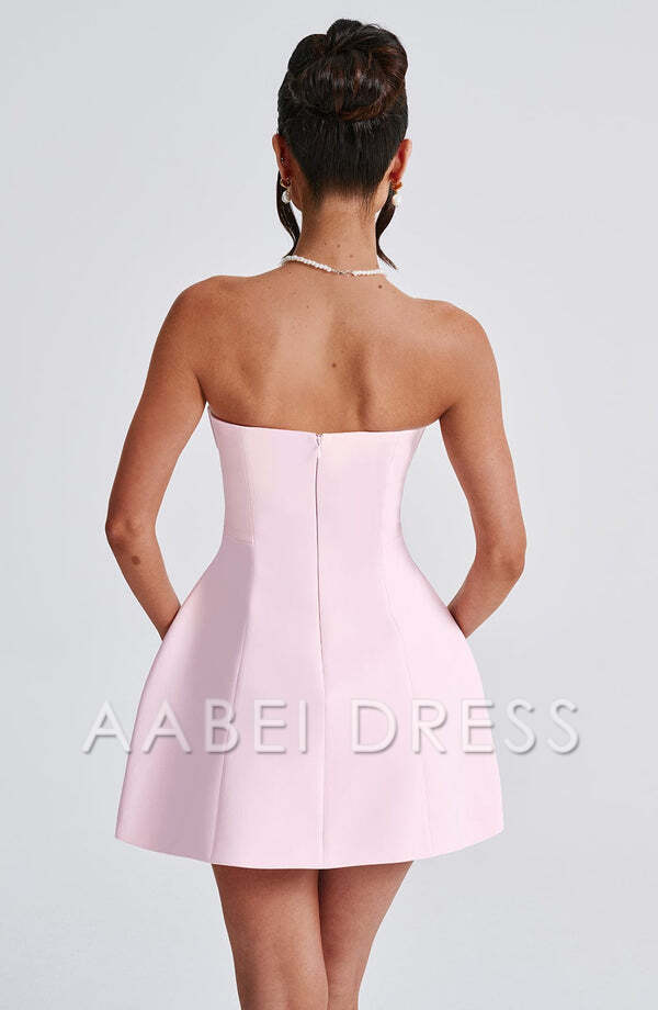 AABEI DRESS Hot Sale Homecoming Dress Elegant A Line Strapless Mini Dress Simple Short Prom Dresse