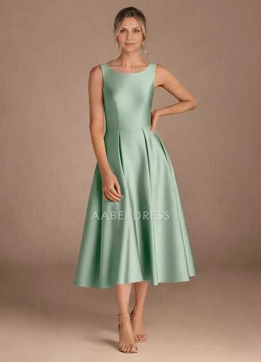 AABEI DRESS Wedding Guests Dresses A-Line Round Neck Sleeveless V Back Elegant Simple Mother of the Bride Dress