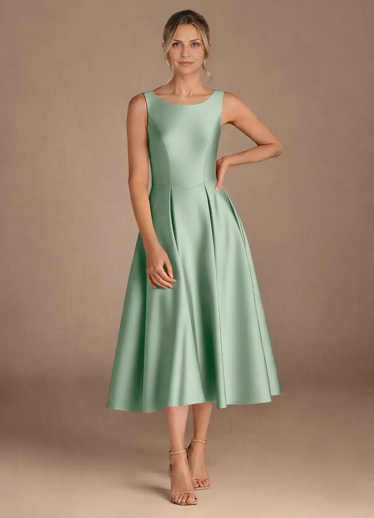 AABEI DRESS Wedding Guests Dresses A-Line Round Neck Sleeveless V Back Elegant Simple Mother of the Bride Dress