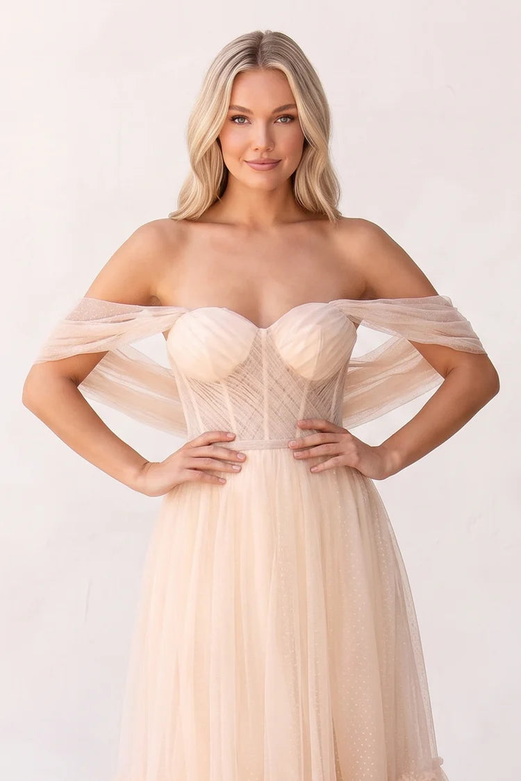 Blushing Pink Tulle A-Line Sweetheart Lace-up Tea-Length Dress - Aabei Dress