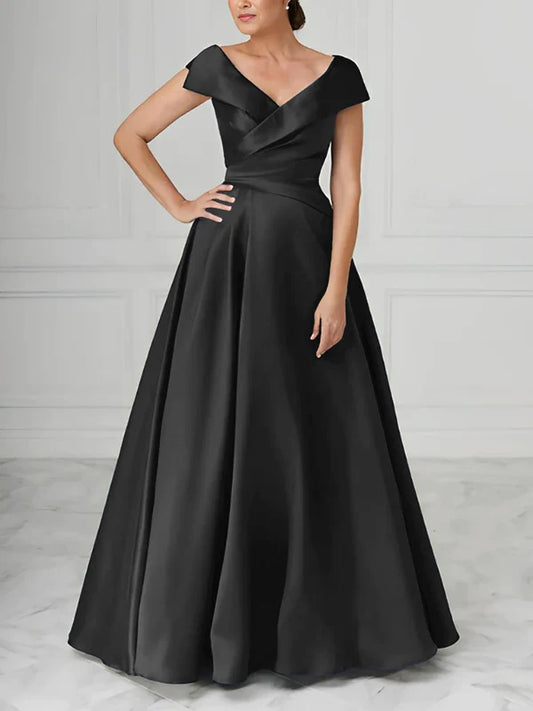 Mother Of The Bride Dresses A-Line Princess V-Neck Satin Elegant Dresses