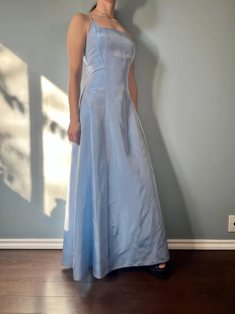 Evening Dress Spaghetti Strap Square Neck Backless Lace up Elegant Simple Formal Wear Dresses