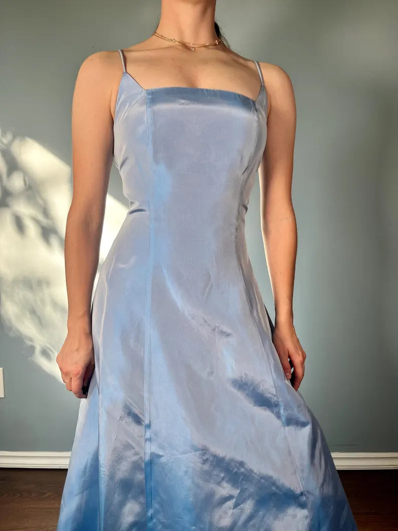 Evening Dress Spaghetti Strap Square Neck Backless Lace up Elegant Simple Formal Wear Dresses