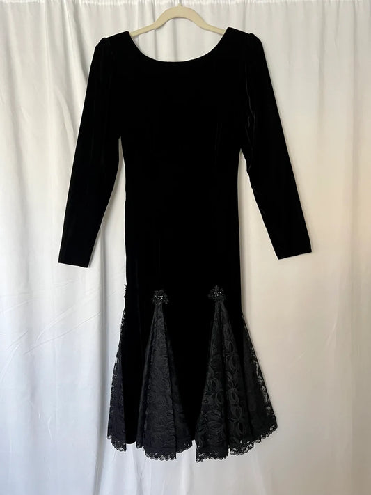 Evening Dress Velvet Dress Long Sleeves Vintage Velvet and Lace Splicing Maxi Dress Formal Dresses Wedding Guest Dress