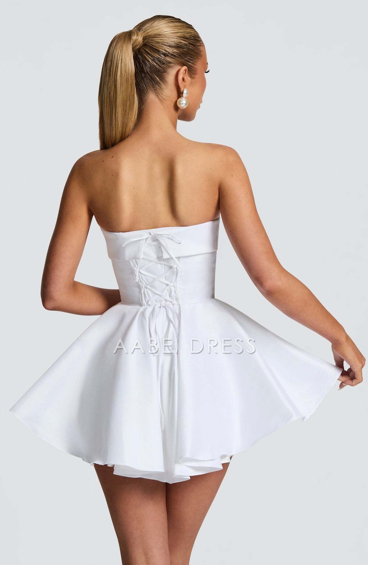 AABEI DRESS Hot Sale Homecoming Dress Simple Strapless Neckline Pleated Mini Dress Fashion Short Prom Dresse